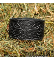 Leather Bracelet Cuff Wristband Dragon Serpent Snake Infinity Symbol Celtic Knotwork Talisman Amulet Carving Leather 